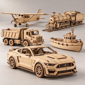 300+ 3D Vehicle Laser Cut Files Bundle, SVG DXF CDR Wooden Puzzle Models
