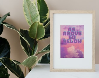 As Above So Below, Digital Download Art Poster, Witchy Decor, Pagan Art, Witchy Printable, Halloween Art