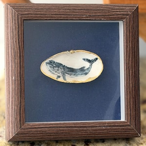 Framed Painted Whale Clam Shell