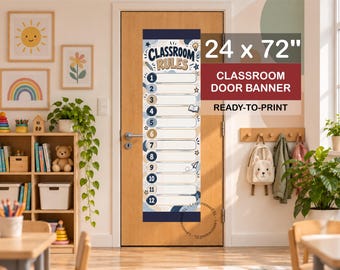 CLASSROOM RULES | 2 x 6 ft x 24 x 72 in | v2 | poster | ready-to-print | digital download | classroom door banner | walgreens banner