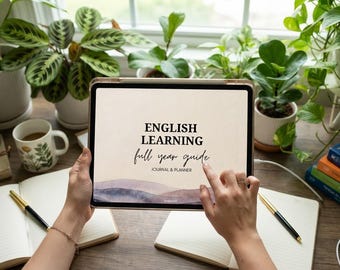 English Study Planner | Printable Language Learning Journal | Digital Planner for GoodNotes, iPad & Print | ESL Yearly Planner PDF