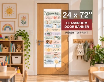 CLASSROOM RULES | 2 x 6 ft x 24 x 72 in | v1 | poster | ready-to-print | digital download | classroom door banner | walgreens banner