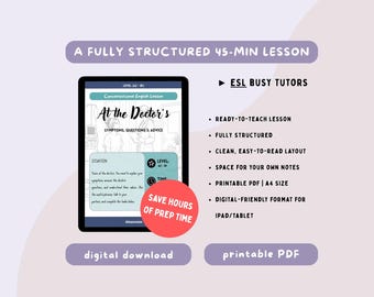 At the Doctor's | A2-B1 | Ready-to-Use 45-minute ESL Lesson | Conversational English Lesson | Speaking | Vocabulary | Role-Play | Homework