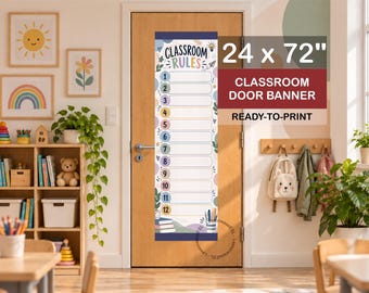 CLASSROOM RULES | 2 x 6 ft x 24 x 72 in | v3 | poster | ready-to-print | digital download | classroom door banner | walgreens banner