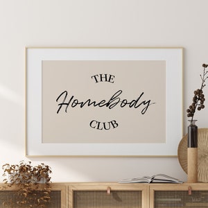 Der Homebody Club-Druck | Boho Spruch Home Dekor Typografie Beige Schwarz minimalistisch Skandinavisch Retro Printable Wandkunst *INSTANT DOWNLOAD*