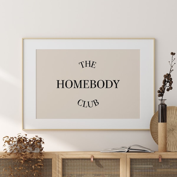 The Homebody Club Print | Beige, Black Typography Poster (Digital Download)
