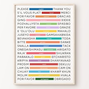 Please and Thank You in Different Languages Print | Colourful Nursery Kids Room Playroom Large Poster Printable Wall Art *INSTANT DOWNLOAD*
