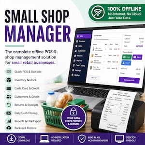 Small Shop POS App | Offline Retail Sales, Inventory, Customer Manager (Digital Download)