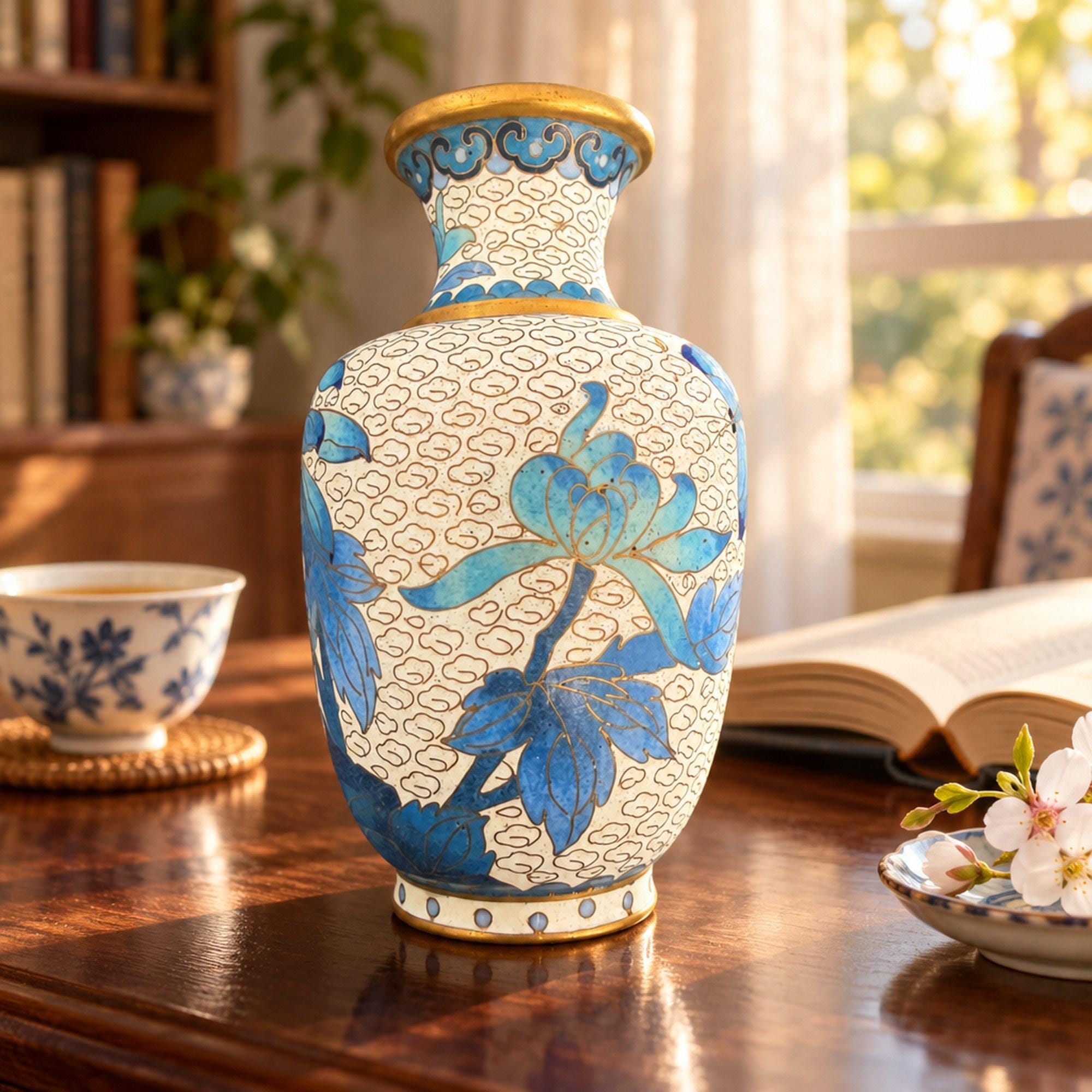 Japanese Blue Porcelain Vase - Etsy