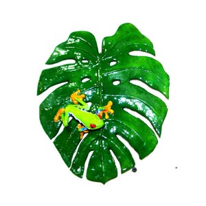 Red-Eyed Tree Frog poison dart eyelash viper snake exotic pets Wall Art Original Signed Sculpture Flowers Hand  Rainforest Terrarium lizard