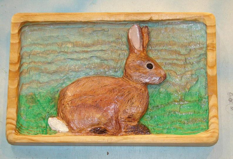 Hand Carved Bas-relief Rabbit Wall Art Hare Haas Chainsaw - Etsy
