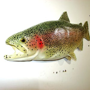 Rainbow Trout Hand Carved Westslope Cutthroat Chainsaw Wooden Wall Art Signed Original Wildlife Artist Brad Martin Fly Fishing Cabin Decor