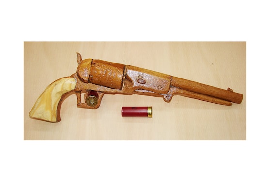 Hand Carved Cedar Pine Walker Colt Black Powder Texas Ranger Old