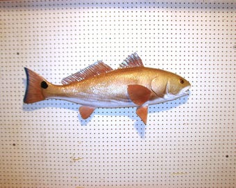 FULLY 3D Redfish Taxidermy Alternative Hand Made Carved Wall Mount Art Red Drum Speckled Trout Flounder Bass Pike Walleye Mahi Fish Fishing