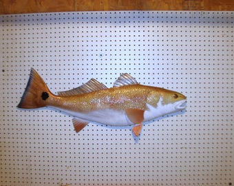 Spottail Red Drum Redfish Taxidermy Alternative Hand Made Carved Wall Mount Art Red Drum Speckled Trout Flounder Bass Pike Gar Fish Fishing