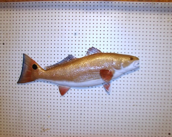 Redfish Taxidermy Alternative Hand Made Carved Wall Mount Art Red Drum Speckled Trout Flounder Bass Pike Walleye Mahi Fish Fishing Gift Gar