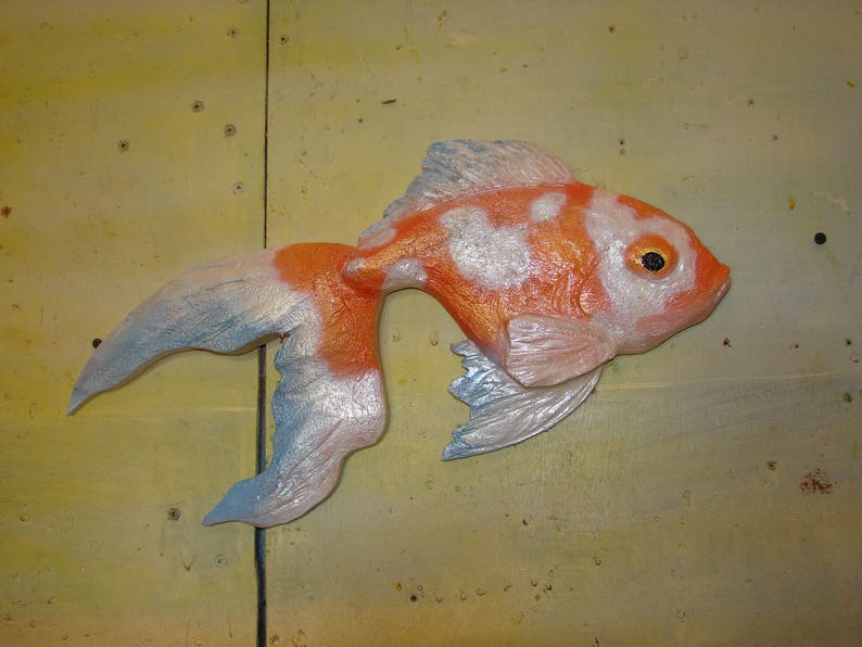 Carved Comet Goldfish Wall Art Goldfish Garden Pond Fish Lilly Etsy