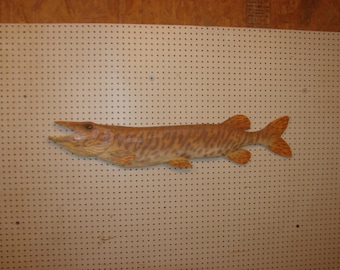 HUGE 44" Muskellunge Tiger Muskie Pike Original Wall Art By Brad Martin The Last Chainsaw Carved One EVER!