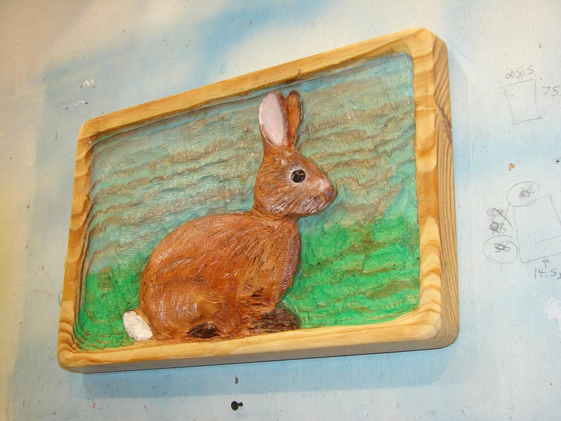 Hand Carved Bas-relief Rabbit Wall Art Hare Haas Chainsaw - Etsy