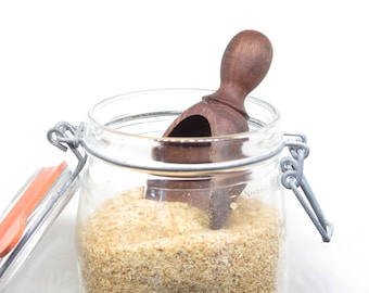 Wood Scoop: 1/4 cup Wooden Scoop of Walnut Wood