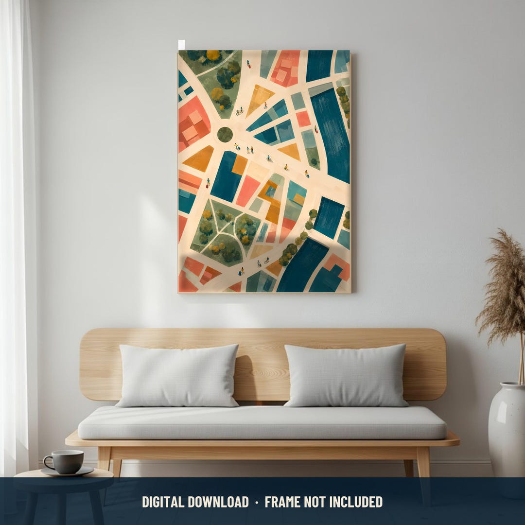 City Map Art Print | Digital Download | 5 PDF Print Ratios - Etsy