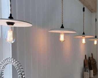 Custom Ceramic Pendant Light — Handmade Clay Kitchen Lamp, Renter Friendly Plug In or Hardwired Stoneware Light for Kitchen Island