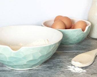 Handmade Mixing Bowls Nesting Kitchen Bowls Batter Bowl Food Safe Ceramic Bowls Pottery Cooking Bowls Customizable Colors Baking Ceramics