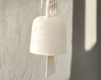 Ceramic Garden Chime — Handmade Hanging Clay Bell, Outdoor Memory and Remembrance Bell, Neutral Wall and Garden Decor