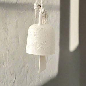 Large Ceramic Bell Wall Decor  Designer Pottery Art Neutral Hanging Wall Art for Interior Design & Home Decor Memory Bell Loss Garden Chime