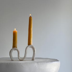 Handmade Ceramic Wave Candelabra Decorative Candle Holder for Home Decor, Modern Sculptural Centerpiece Elegant Table Accent Candle Stick