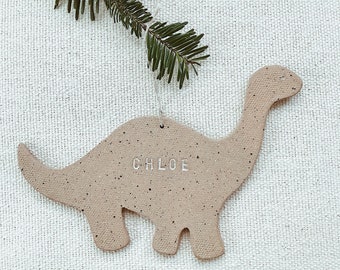 Personalized Dinosaur Child Ornament  Natural Earthy Boho