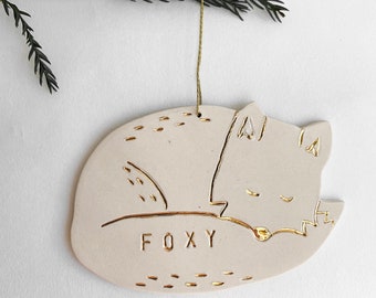 Fox Personalized Ornament White And 22k Gold