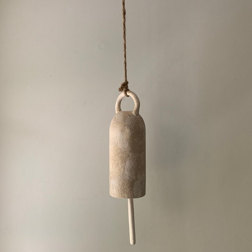 Matte White Ceramic Cow Bells Rustic Wind Chime Bells Wall Etsy