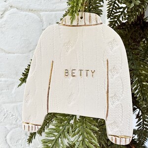 Handmade Sweater Personalized Porcelain Ornament Heirloom Family Holiday Ornaments Christmas Traditions Minimal Xmas Ornaments 2023 Tree image 1