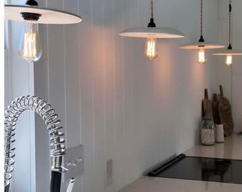 Custom Ceramic Pendant Light — Handmade Clay Kitchen Lamp, Renter Friendly Plug In or Hardwired Stoneware Light for Kitchen Island