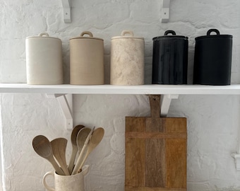 Stylish Ceramic Canister | Handmade Custom Food Canister | Dry Food Storage Jar with Lid | Neutral Kitchen Canister &amp; Pantry Decor