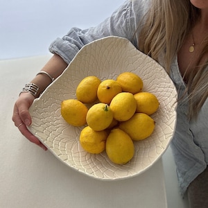 Large Ceramic Serving Bowl — Huge Handmade Pottery Fruit Bowl, Big Stoneware Centerpiece Bowl for the Table, Wedding and Housewarming Gift