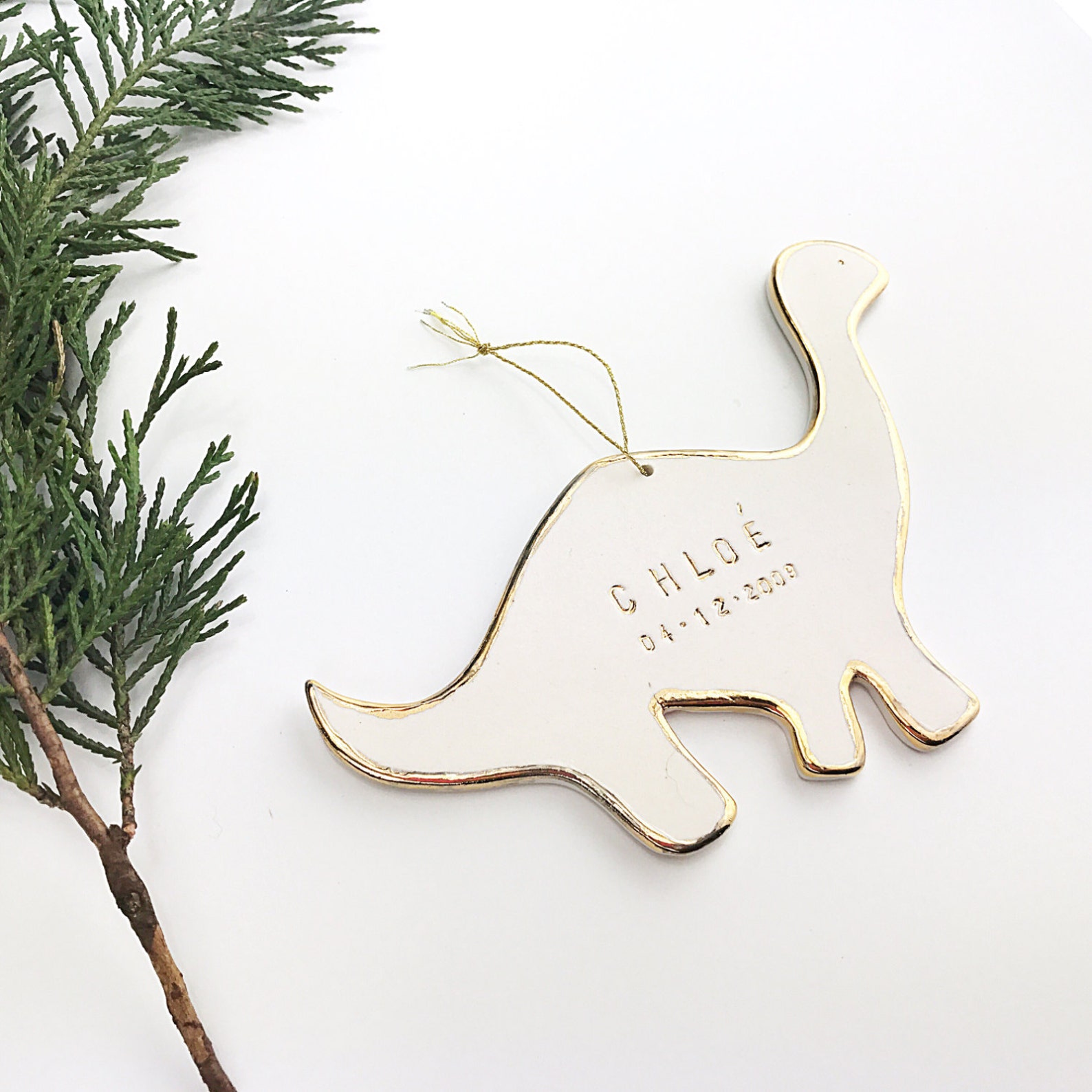 Dinosaur Personalized Ornament 22k Gold Luster Heirloom Child Etsy