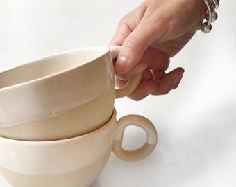 Natural Mug Modern Minimal Mug Neutral Aesthetic Mug Mug in Neutral Tones Artisan Mug Earth Tones Mug Gift for Aesthetic Friend Organic Mug