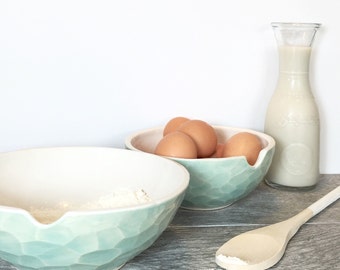 Facet Nesting Bowls Faceted Gem Porcelain Mixing Bowl Set Choose Your Favorite Color MADE TO ORDER