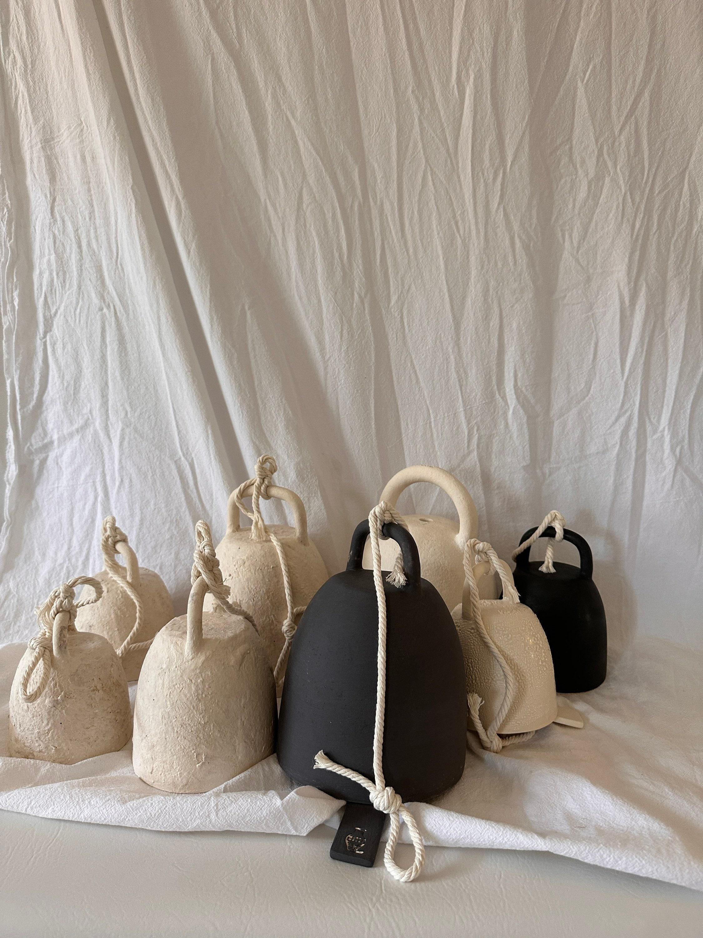 Ceramic Hanging Bell in Four Sizes — Handmade Stoneware Boho Wall Bell ...