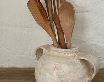 Handmade Ceramic Utensil Crock Rustic Kitchen Crock Ceramic Utensil Holder Pottery Spoon Storage Utensil Container Cooking Tools Canister
