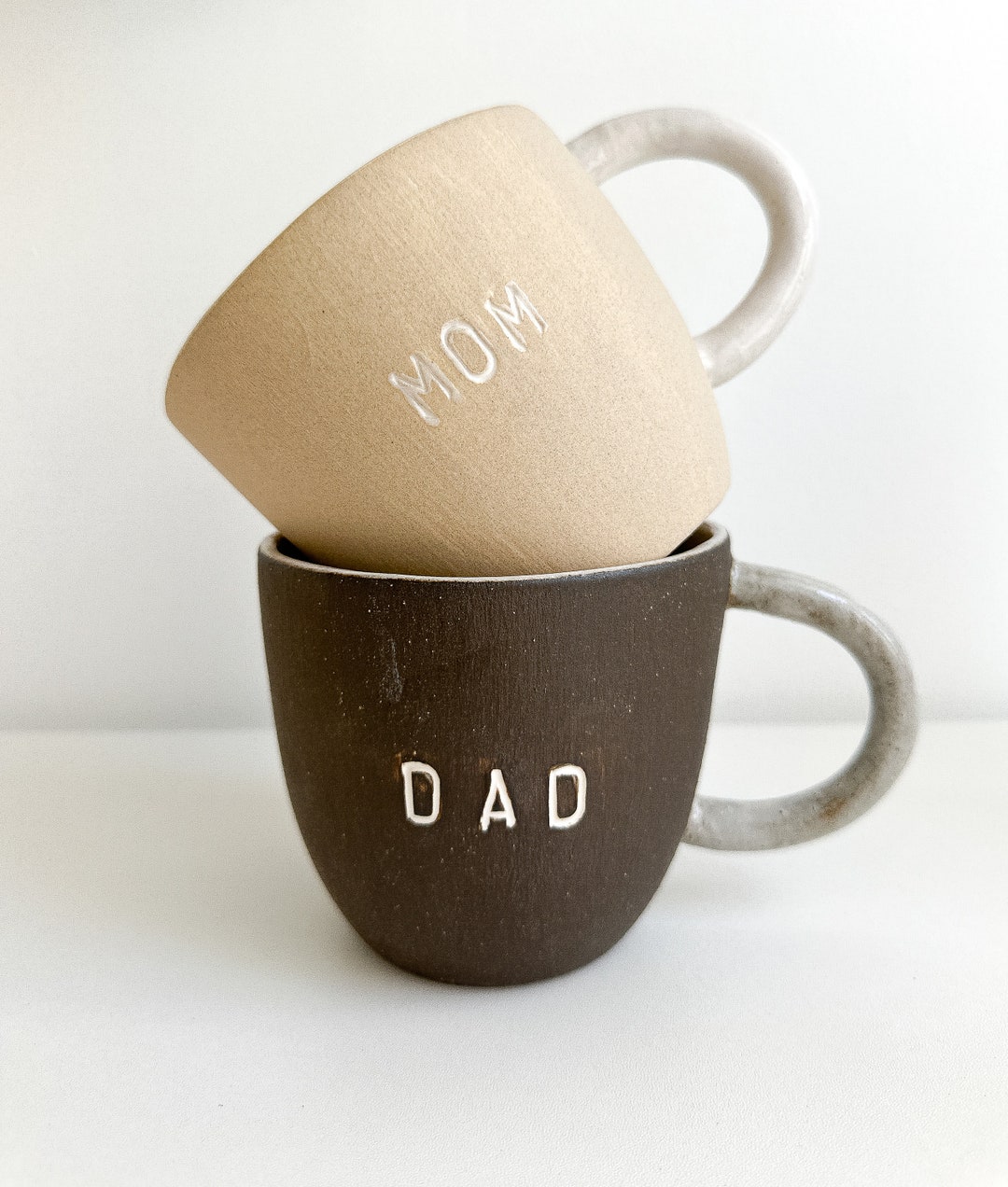 Handmade Mom and Dad Mugs His and Hers Mugs New Parent Gifts New Mom