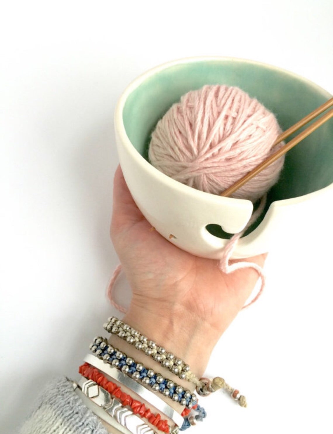 Petite Yarn Bowl Personalize With Color Perfect Yarn Keeper Etsy