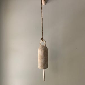 Handmade Ceramic Bell Wall Hanging, Modern Farmhouse Wabi Sabi Decor, Rustic Organic Wall Art, Unique Sounding Bell for Interior Design