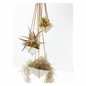 Hanging Ceramic Planter – Minimal Pyramid Ceramic Air Plant Holder, 3 Sizes and 10 Colors Available