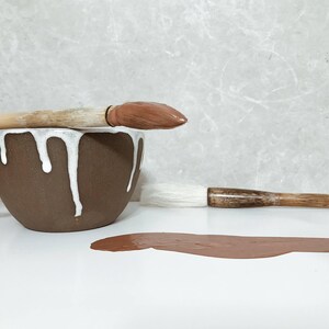 Drip Glaze Mug, Handmade Earthy Ceramic Coffee Mug — Wide Loop Handle Stoneware Cappuccino Mug in Neutral Tones image 4