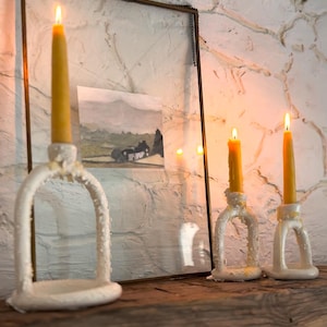 Handmade Ceramic Taper Candle Holder Wabi Sabi Modern Minimal Candelabra  Pottery Dining Designer Candlesticks Arched Candle Holder Wedding