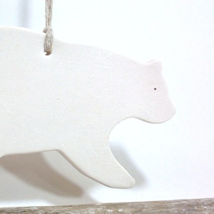 Polar Bear White Ornament Minimal Woodland Holiday #ChristmasGift #Keepsake