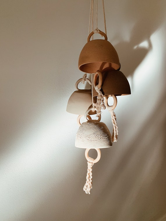 Clay Face Hanging Bells (Set of 3)